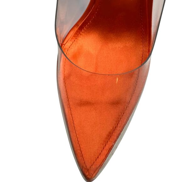 JESSICA RICH Transparent So Fancy Sandal Orange Clean Pointed Heel Women's 38 8 - Picture 5 of 15
